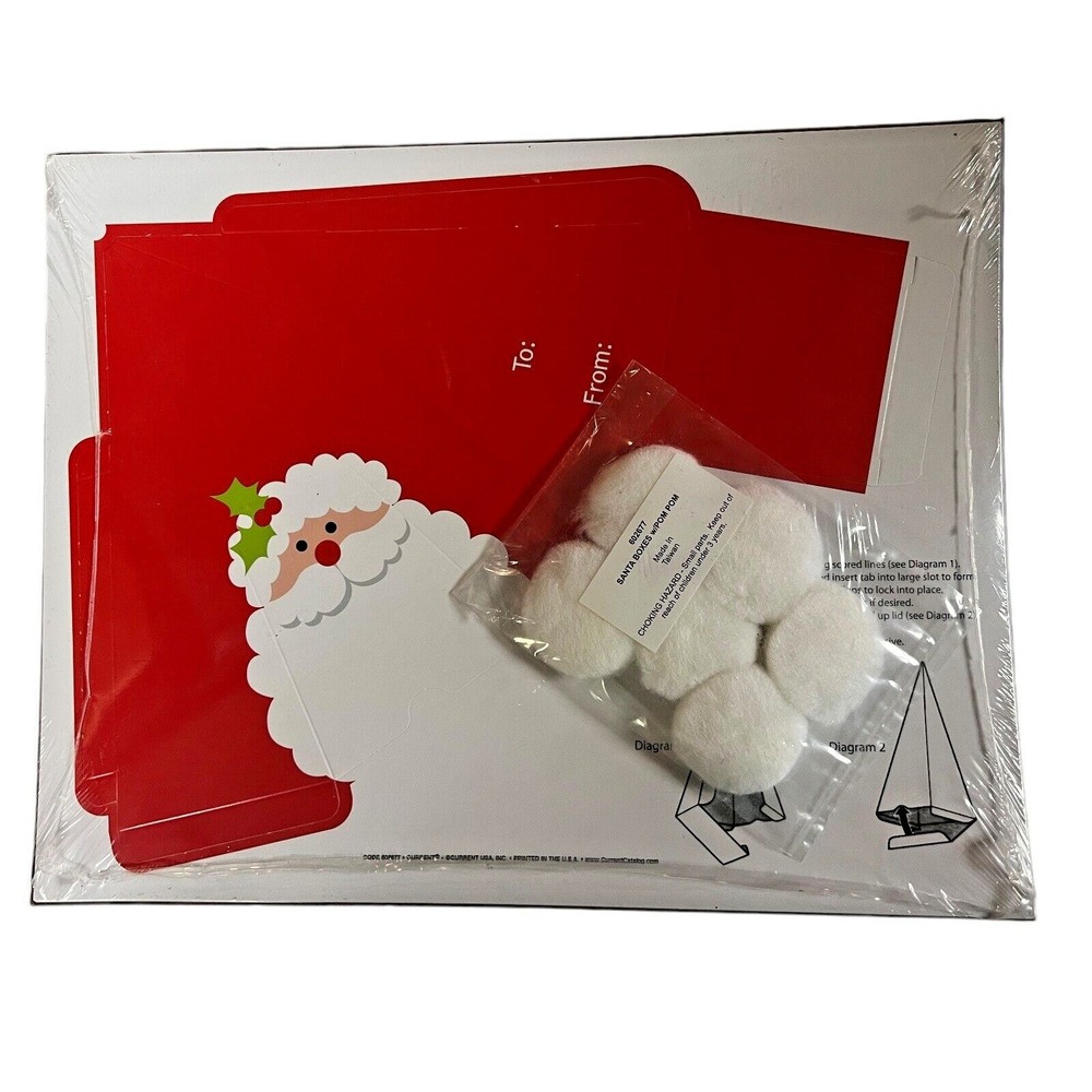 Current‎ Santa Treat Boxes w/ Pom Poms Christmas Holiday Craft DIY Party New